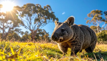 Close-up Portrait of a Wombat in Natural Habitat