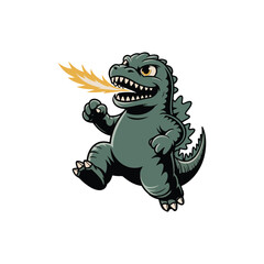 Roaring cartoon dinosaur: A charming cartoon illustration of a roaring dinosaur exhaling fiery flames, with a playful and expressive design perfect for adding a touch of fun and whimsy.