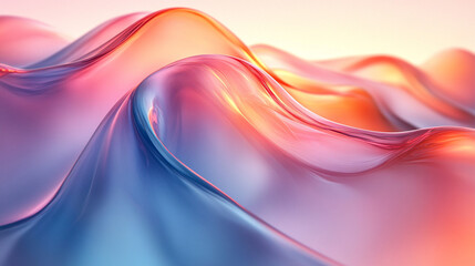 Abstract, colorful, liquid, flowing, smooth surface, soft gradient hills, digital design, background