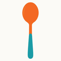 Illustration of an orange spoon with a blue handle