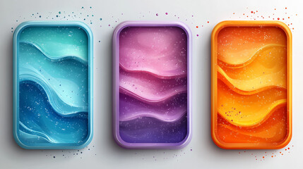 Colorful layered abstract shapes on white background