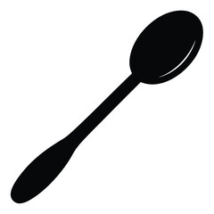 Black silhouette of a spoon with a long handle for eating and serving