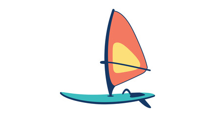 Simple illustration of a colorful windsurfing sail and board design