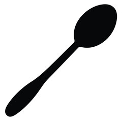 Black silhouette of a spoon with a long handle