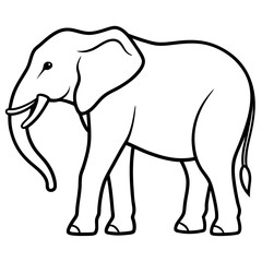 Minimalist Elephant Silhouette Line Drawing