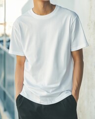 Simple white t-shirt for casual wear.