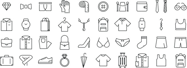 fashion icons, clothes doodles, apparel icons, dress doodle pack, shoes icons, wardrobe doodles, t-shirt doodles, clothing vector icons, boutique doodle pack, garment doodle icons


