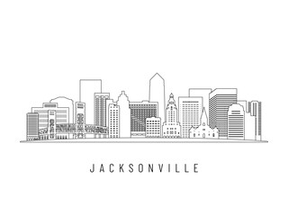 Detailed Jacksonville skyline vector illustration. Jacksonville buildings in line art style, perfect for modern designs.
