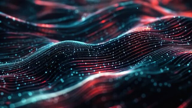 A digital wave of lights created by computer algorithm