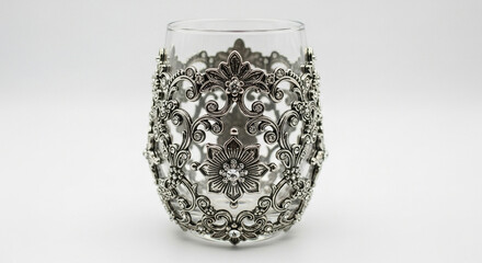 glass vase on black background