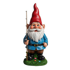 Obraz premium Smiling gnome with fishing rod