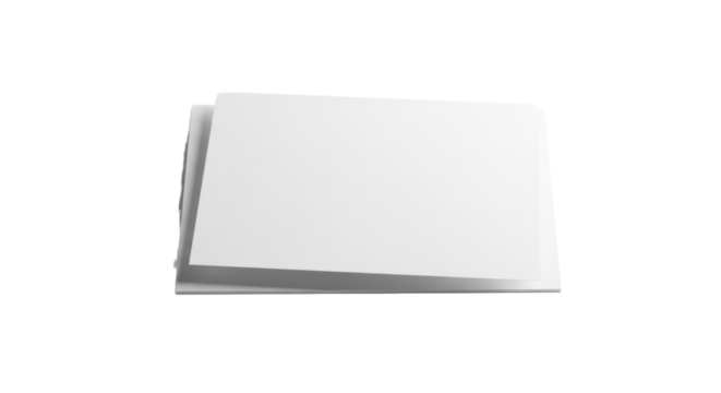 Two sheets of pristine, blank white bond paper, top offset, on transparent studio background with soft diffused lighting, copy space, minimalist design concept