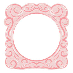 Elegant Decorative circle Frame Vintage Ornate Pink Frame. Pink Border Vintage Frame.