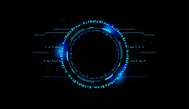 A glowing circle with digital patterns and elements, ideal for technology-themed design projects.