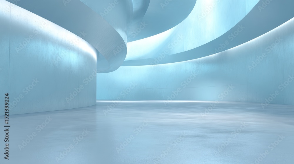 Poster 3d abstract wavy architecture background with minimal curved geometry design, flowing metallic struc