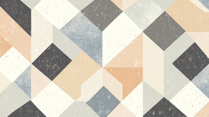 Abstract geometric pattern with muted pastel colors and textured surface.