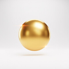 A glossy golden sphere, suspended in the air and reflecting light,