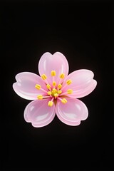 Fototapeta premium A 3d artwork of Plum blossom in 3D minimal style, glossy petals, black background
