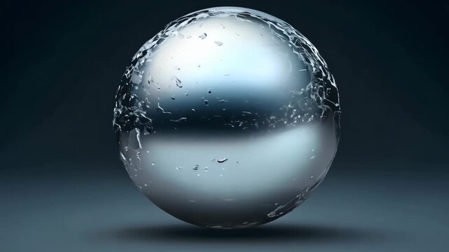 3D metallic silver-grey liquid orb zero gravity. Liquid morphs smoothly, reflecting liquid chrome. Futuristic sci-fi subtle glow, high-tech minimal abstract, cinematic flow, 4K stock animation