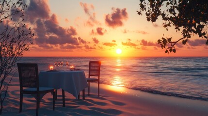 Romantic beach sunset dinner. (2)