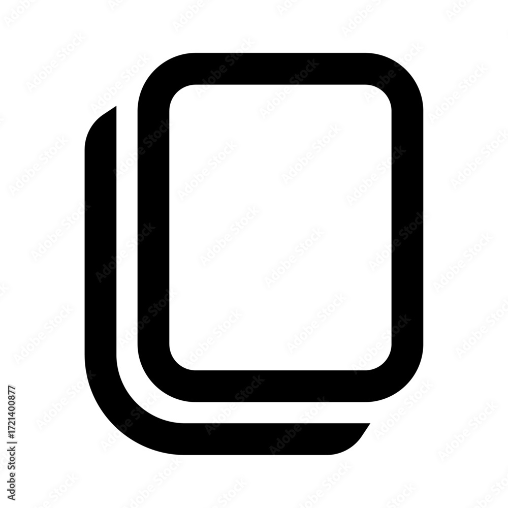 Poster illustration of two overlapping rounded rectangles with thick black outlines on a white background v
