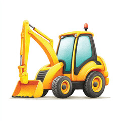 Naklejka premium Bright Yellow Construction Excavator Illustration.
