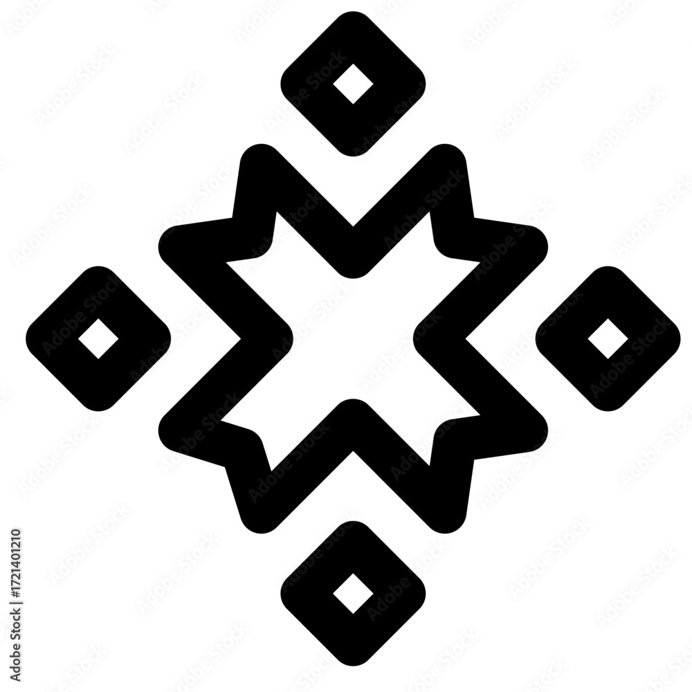 Poster geometric design featuring a central star shape surrounded by four diamond shapes in a symmetrical p