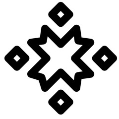 Geometric design featuring a central star shape surrounded by four diamond shapes in a symmetrical pattern