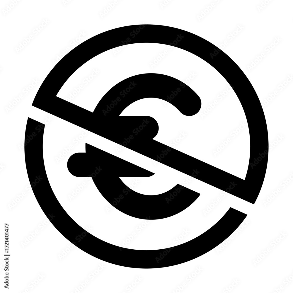 Poster black circle containing a shape with a diagonal line through it indicating prohibition or restrictio
