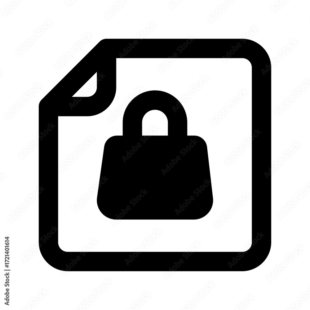 Poster black and white illustration of a file folder icon with a lock symbol inside of the folder icon imag