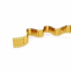 Fototapeta premium A decorative piece of golden film strip, bending in a wavy pattern,