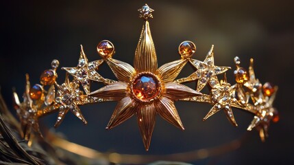 Golden Star Crown with Amber Gems.