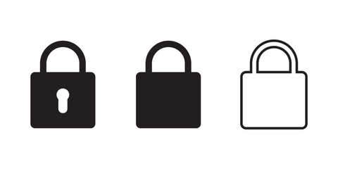 Vector padlock icons representing security and privacy in different styles