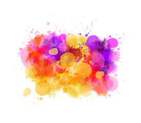 Pink, purple and yellow colored watercolor paint splash. Background for your modern designs. Background made from paint splashes and splatters.