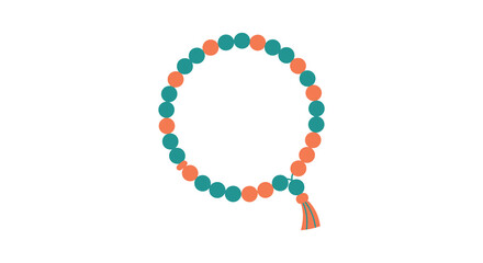 A colorful beaded necklace with a tassel is illustrated on white