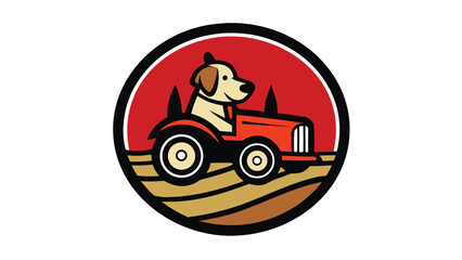 A striking logo design featuring a tractor on a field, embodying the essence of agriculture and rural life isolated on white background