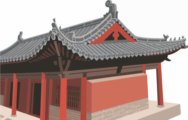 Obraz premium Chinese style architecture and scenery, vector graphics 
