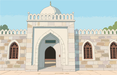 Chinese style architecture and scenery, vector graphics
