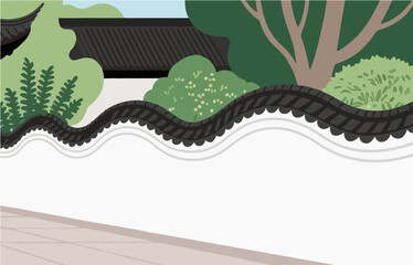 Chinese style architecture and scenery, vector graphics
