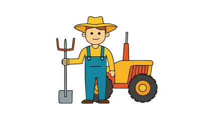 Green tractor logo vector illustration isolated on white background farm vehicle, agricultural machinery, farming equipment, rural transport, countryside