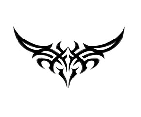 Intricate black tribal design with sharp edges isolated on transparent background