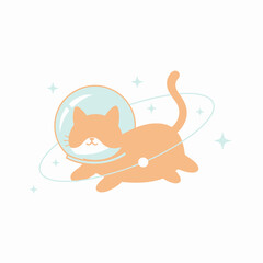 Cute orange cat astronaut in space suit, floating in space, surrounded by stars and planets, adorable cartoon character, cosmic adventure.