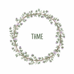 Elegant floral wreath design with the word THME in the center, beautiful and natural.