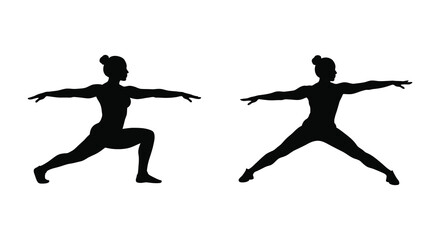 Two identical silhouettes of a person in a dynamic martial arts pose