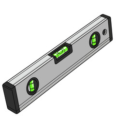 Illustration of a bubble level tool for measuring horizontal and vertical alignment