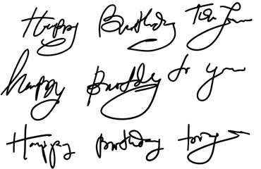 Fake autograph samples. Hand-drawn signatures, examples of documents, certificates and contracts with inked and handwritten lettering. Abstract