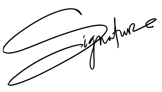 Fake autograph samples. Hand-drawn signatures, examples of documents, certificates and contracts with inked and handwritten lettering. Abstract
