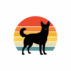 Black Dog Silhouette Standing Confidently.