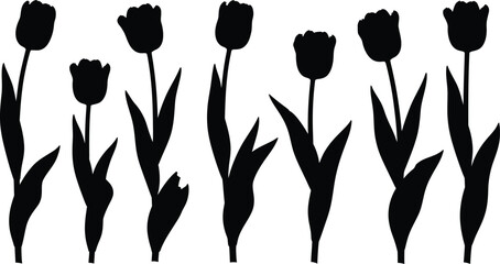Black tulip flower silhouette vector graphic design element