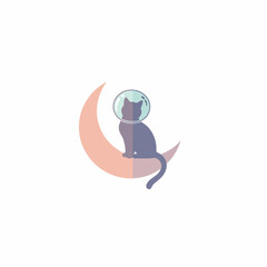 Astronaut Cat on Moon - A Whimsical Space Feline Illustration.